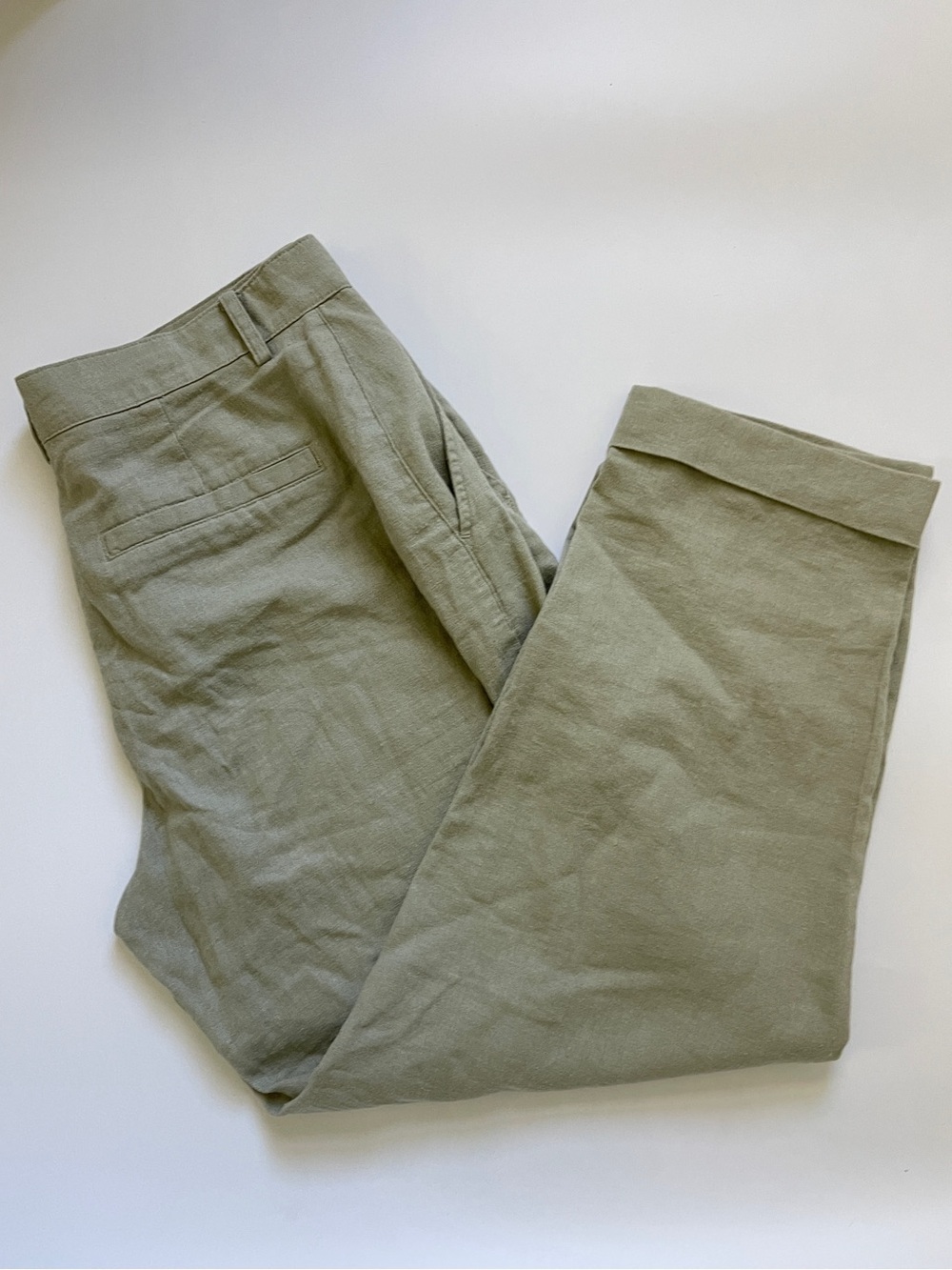 Zara Olive Green Linen Blend Pants Size 4